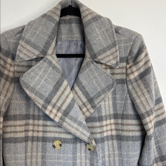 Lauren Ralph Lauren Wool Blend Double Breasted Plaid Coat - Picture 3 of 9